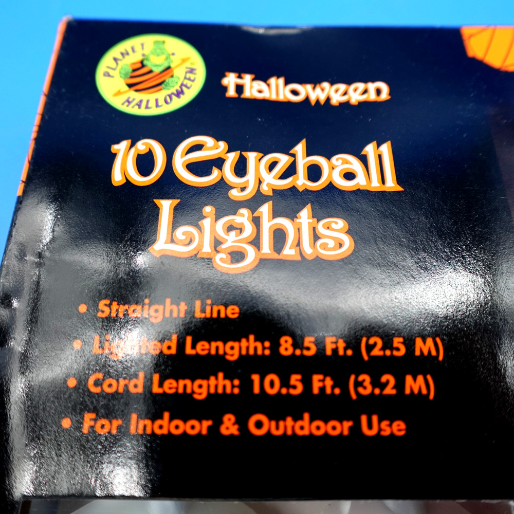 Planet Halloween 10 Eyeball Lights Indoor Outdoor 8.5 Ft Halloween String Lights - Picture 2 of 6